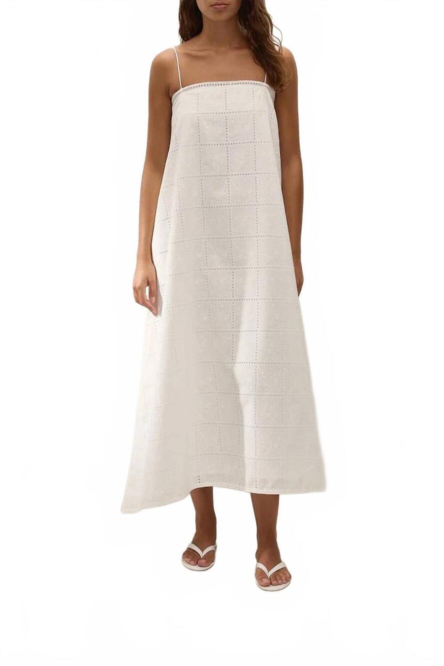 NEW FAITHFULL THE BRAND mora aline cotton poplin dress in handkerchief broderie